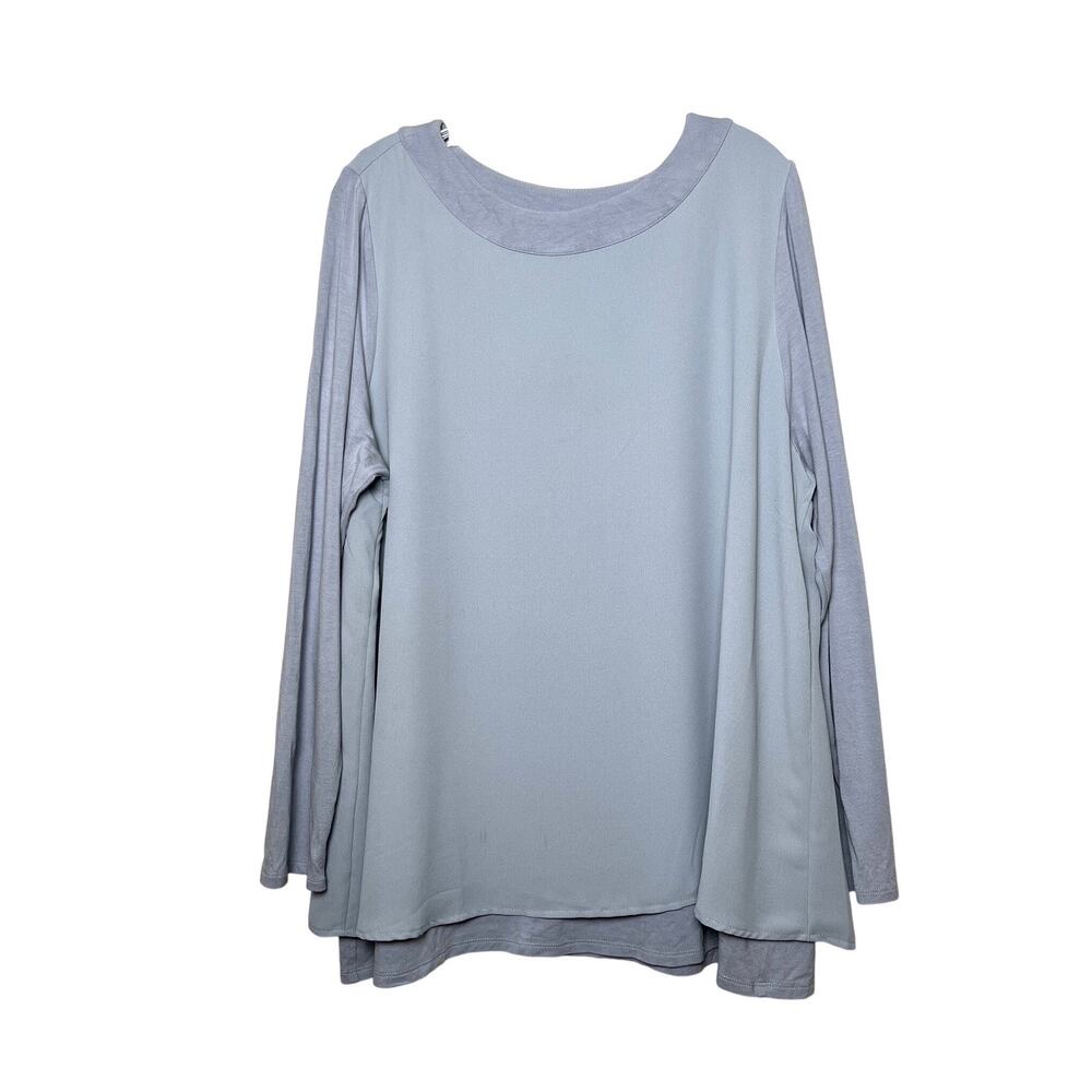J Jill Wearever Collection Women XL Gray Long Sleeve Layered Shirt Office Casual